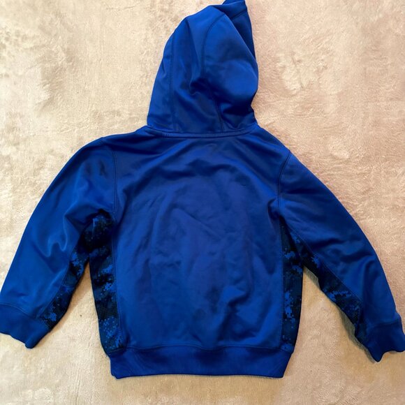 Nike Therma-Fit Boys Hoodie Size 6 | Blue Camo Panels & Black Swoosh Logo Pullov - Picture 6 of 7